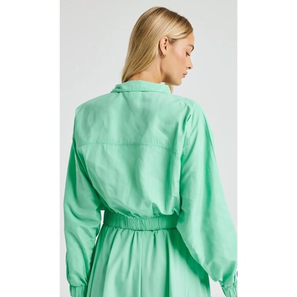 Year Of Ours YOS Windbreaker Cropped Lucite Mint Green S Zip Crop Jacket $128‎ - Picture 4 of 14